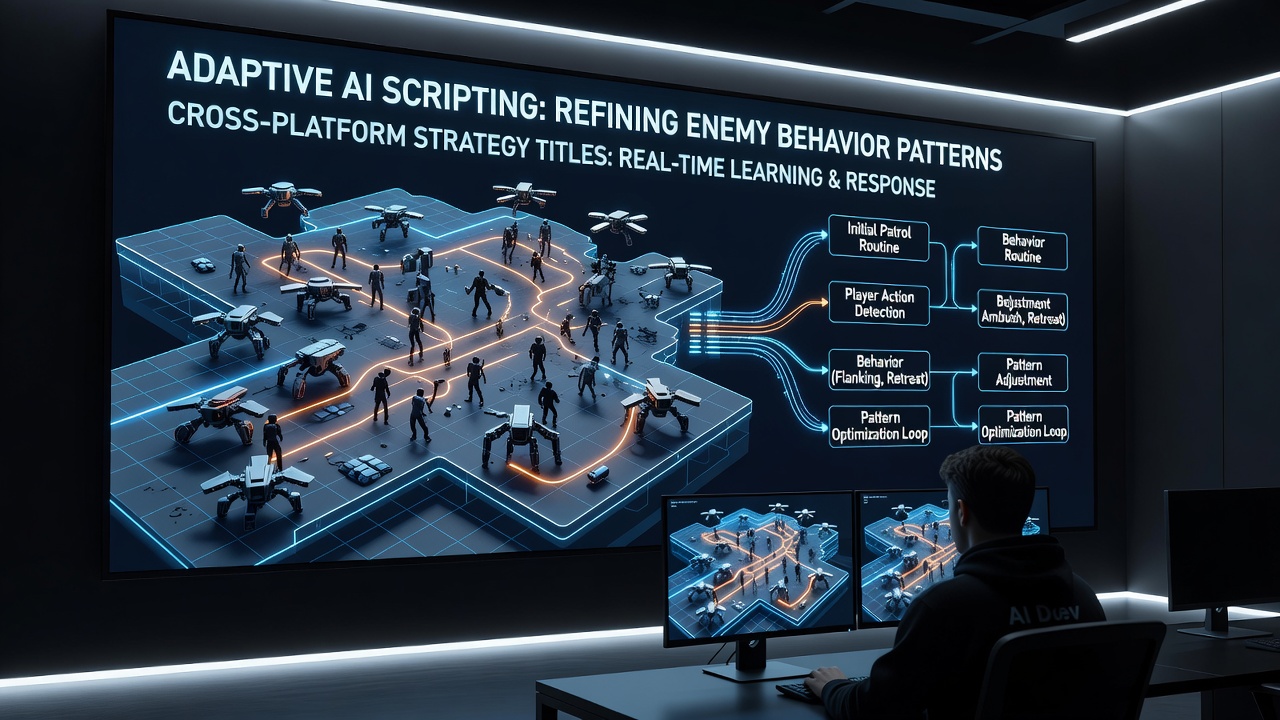 Cross-platform setup showing AI scripting adjustments in live broadcast