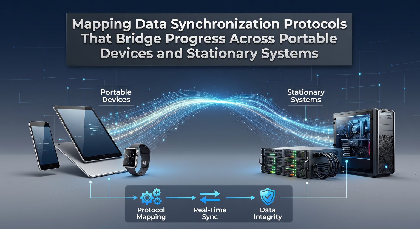 Flowchart showing protocol mapping process between portable and stationary devices in library synchronization