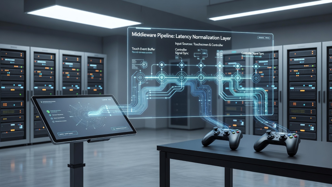 Screenshot of testing dashboard displaying latency graphs for touchscreen and controller inputs