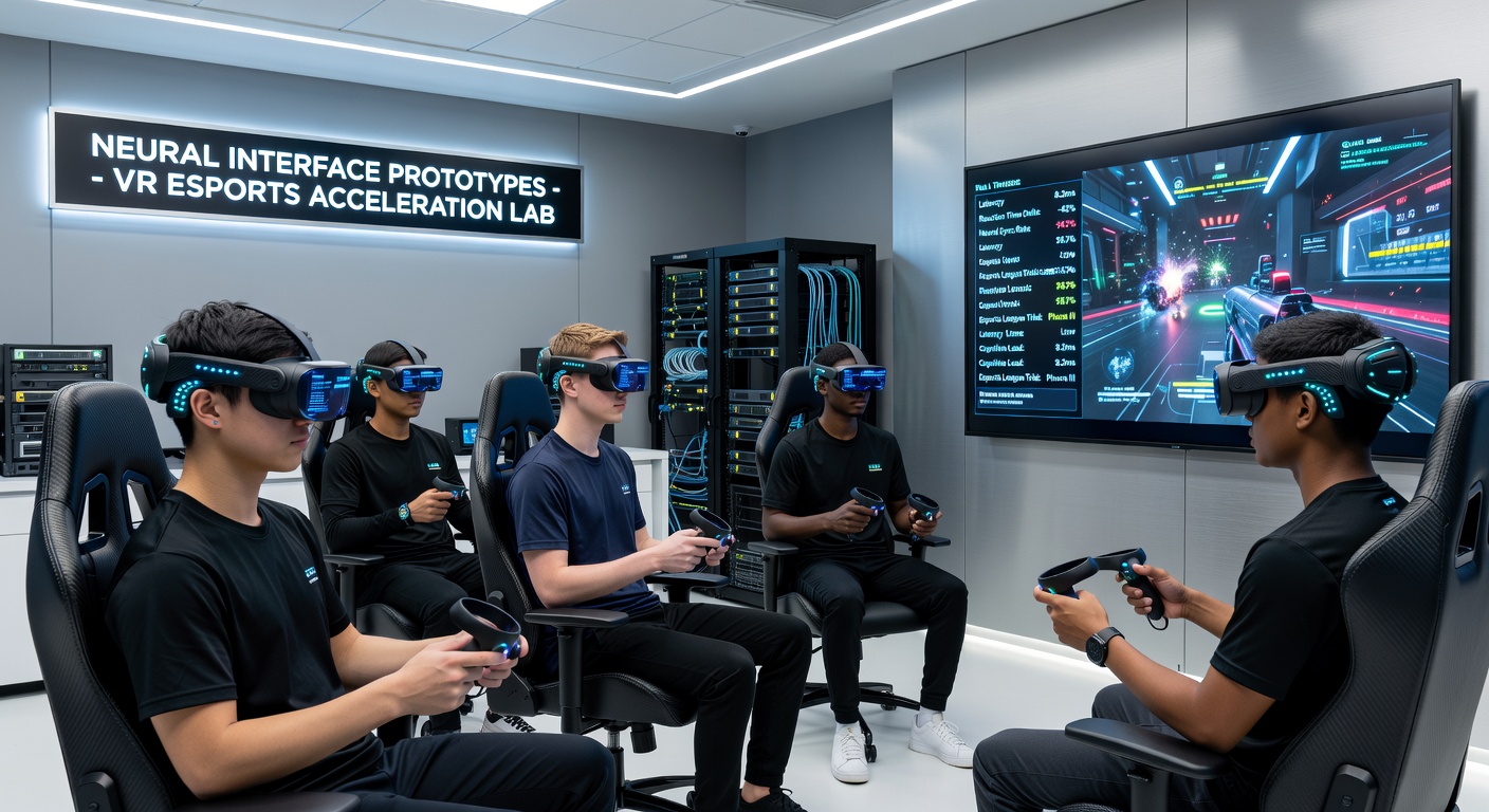 Close-up of neural interface sensors integrated into VR headset used in esports training