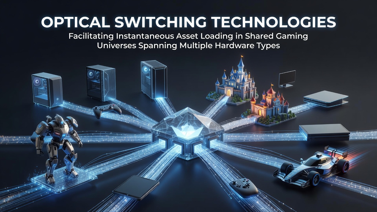 Optical switching hardware integrated into gaming network infrastructure for multi-device asset streaming